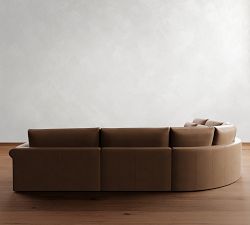 Westwood Roll Arm Deep Seat Leather 5-Piece Curved Wedge Sectional (158")