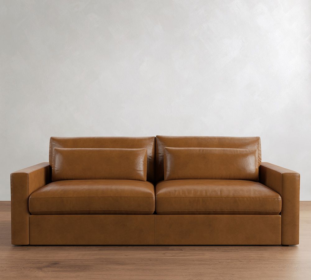 Westwood Square Arm Deep Seat Leather Sofa | Pottery Barn