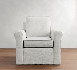 Cameron Roll Arm Slipcovered Swivel Chair