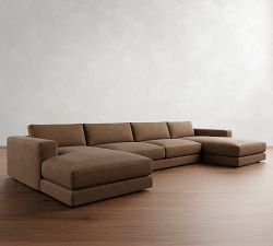 Carmel Lounge Leather Double Chaise Sectional (144"&ndash;184")