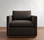 Jake Leather Brindle Wood Base Swivel Chair