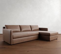 Pacifica Slim Arm Leather Chaise Sectional (100")