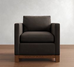 Jake Leather Brindle Wood Base Chair