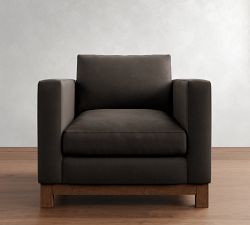 Jake Leather Brindle Wood Base Chair