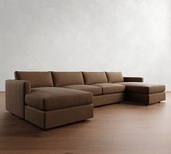 Carmel Slim Arm Leather Double Chaise Sectional (138"&ndash;170")