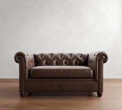Chesterfield Roll Arm Leather Sofa (65"&ndash;96")