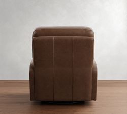PB Comfort Square Arm Leather Power Swivel Glider Recliner