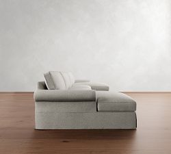 PB Comfort Roll Arm Slipcovered Double Chaise Sectional (135"&ndash;170")