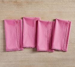Morgan Lace Trim Organic Cotton Napkins - Set of 4