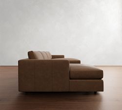 Carmel Slim Arm Leather Double Chaise Sectional (138"&ndash;170")