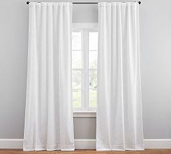 Custom Seaton Textured Cotton Blackout Curtain - White