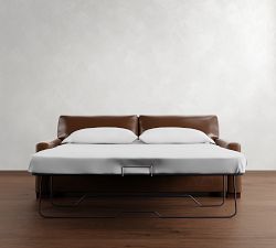 Turner Square Arm Leather Sleeper Sofa (58"&ndash;83")