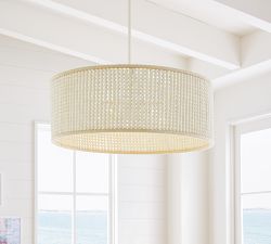 Bristol Wood Bead Drum Pendant (35")
