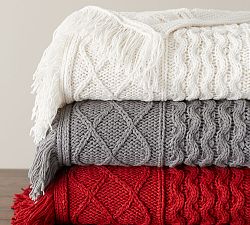Cable Fringe Throw