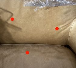 Open Box: Irving Square Arm Leather Swivel Glider without Nailheads - Keystone Sandstone