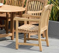 Nassau 9-Piece Teak Oval Outdoor Table (71"-95") + Placid Armchair Set