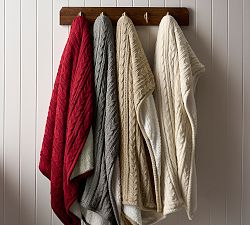 Cozy Cable Knit Sherpa Back Throw