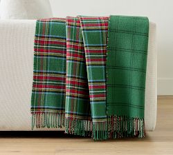 Stewart Plaid Reversible Wool Blend Throw