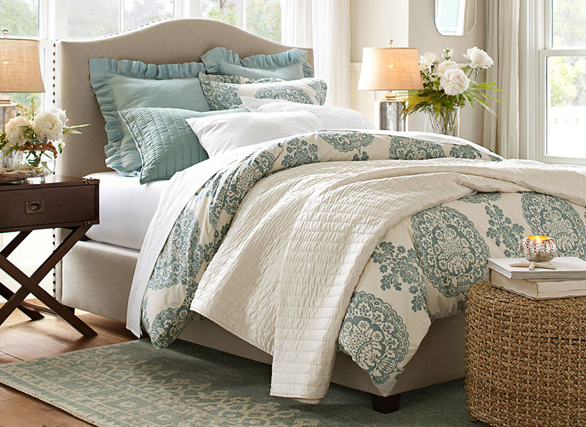 bed setting with cushions