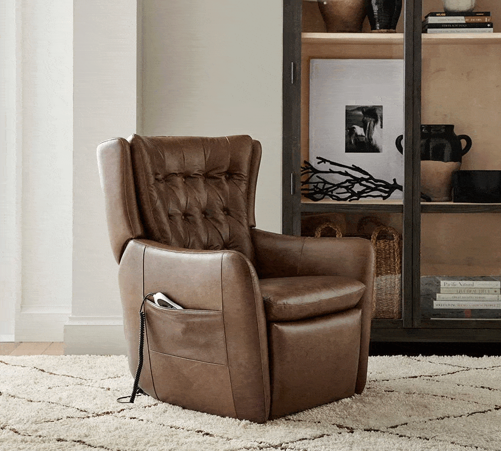 Wells Leather Power Lift Recliner Pottery Barn