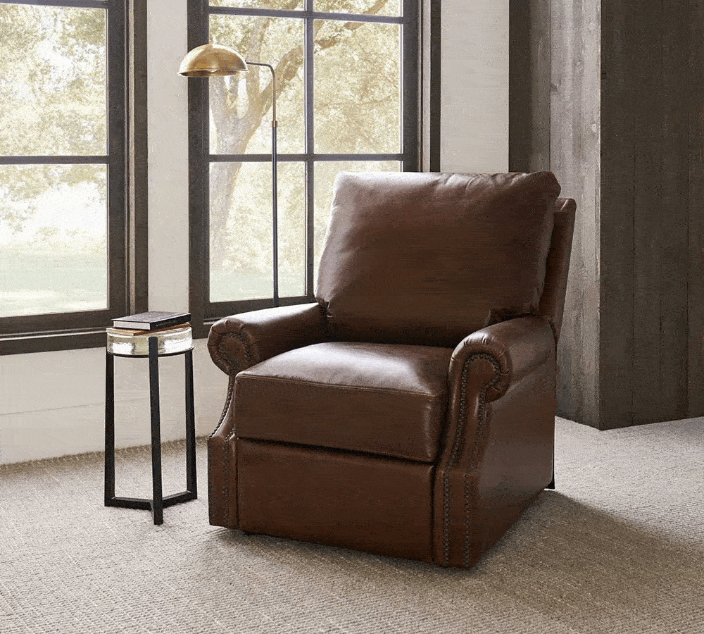 James Roll Arm Leather Power Lift Recliner Pottery Barn