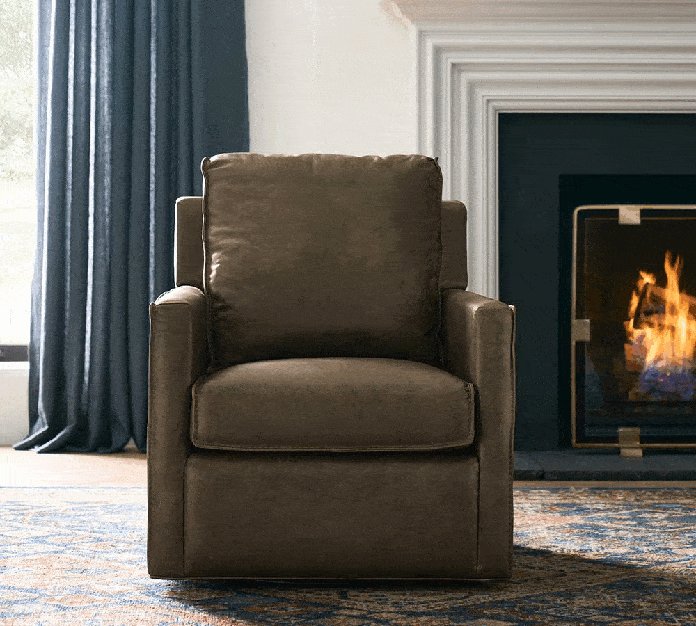 Duncan Leather Swivel Armchair Pottery Barn