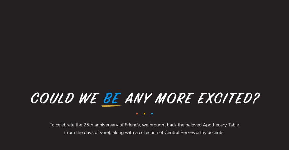 Friends 25th Anniversary Pottery Barn