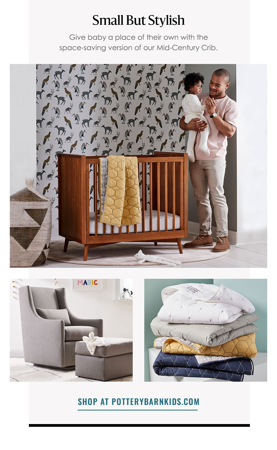 Pottery barn mid century mini crib discount